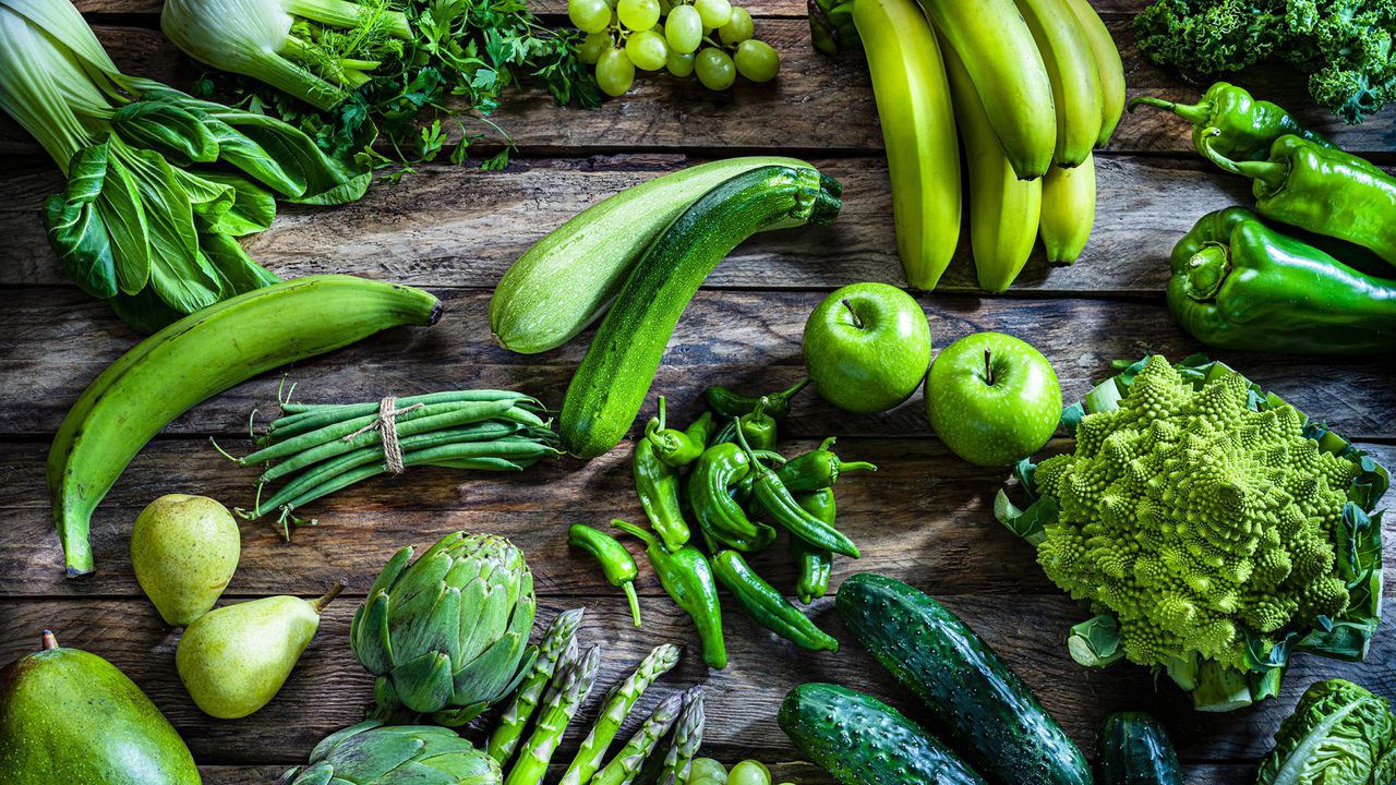 frutas y verduras verdes