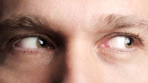 close up of a man's eyes looking off
