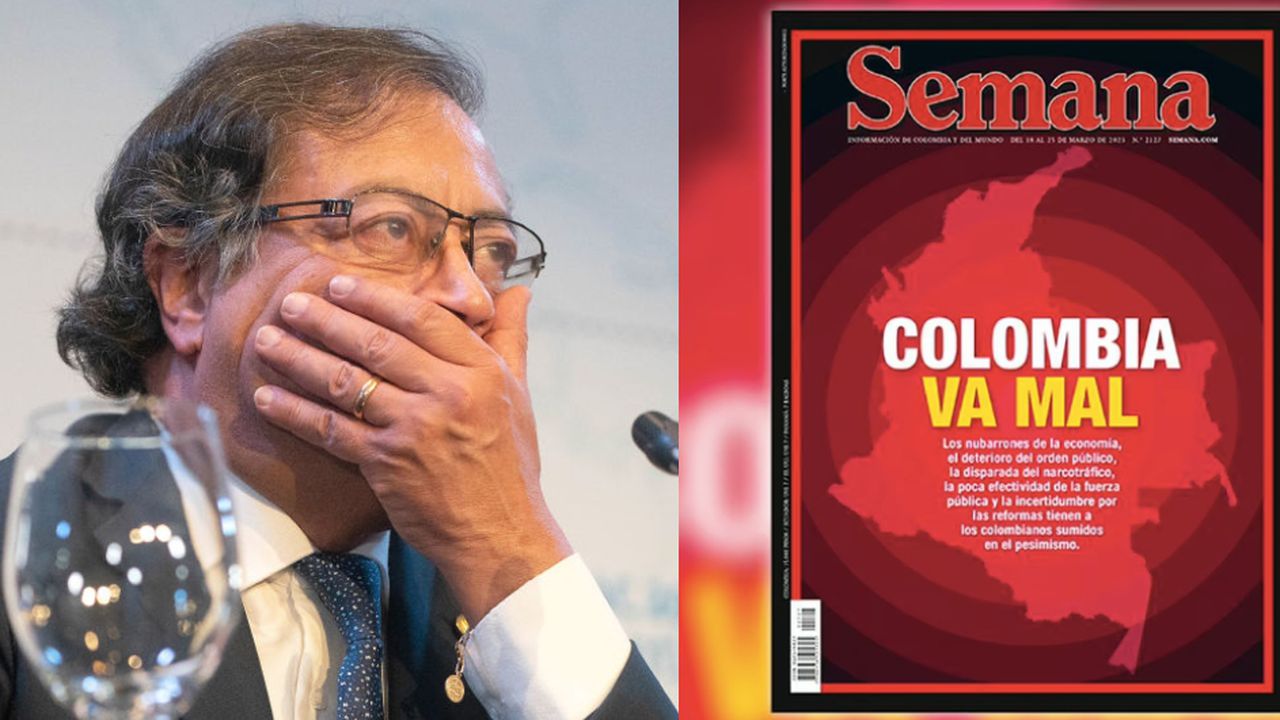 El presidente Gustavo Petro y la más reciente portada de SEMANA.