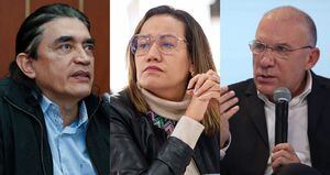 De izquierda a derecha: el excongresista Gustavo Bolívar, la ministra de Salud Carolina Corcho y el senador Roy Barreras.