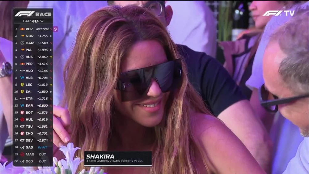 Shakira asistió al Gran Premio de la Formula 1 de Gran Bretaña