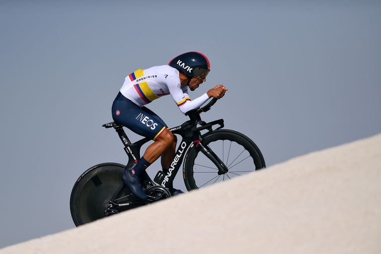 ABU DHABI, UNITED ARAB EMIRATES - FEBRUARY 22: Daniel Martinez Poveda of Colombia and Team INEOS Grenadiers during the 3rd UAE Tour 2021, Stage 2 a 13km Individual Time Trial from Al Hudayriyat Island to Al Hudayriyat Island / ITT / #UAETour / on February 22, 2021 in Abu Dhabi, United Arab Emirates. (Photo by Tim de Waele/Getty Images)