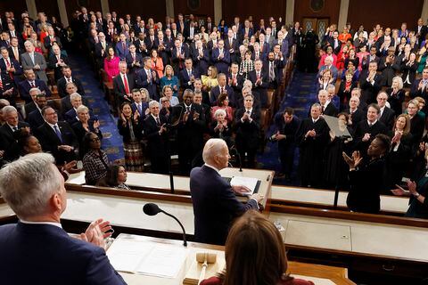 El presidente Joe Biden durante su discurso del estado de la Unión en el Congreso.
