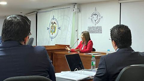 La exdirectora de la Agencia Jurídica del Estado, Martha Lucía Ramírez, rindiendo testimonio en la Procuraduría por el caso de los pasaportes.
