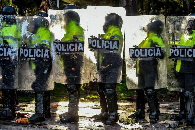 Policía en Bogotá durante protestas