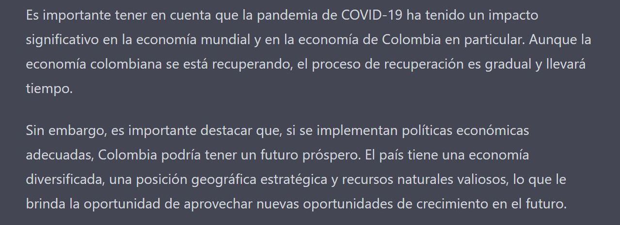 Chat GPT Economía Colombia -21 de febrero