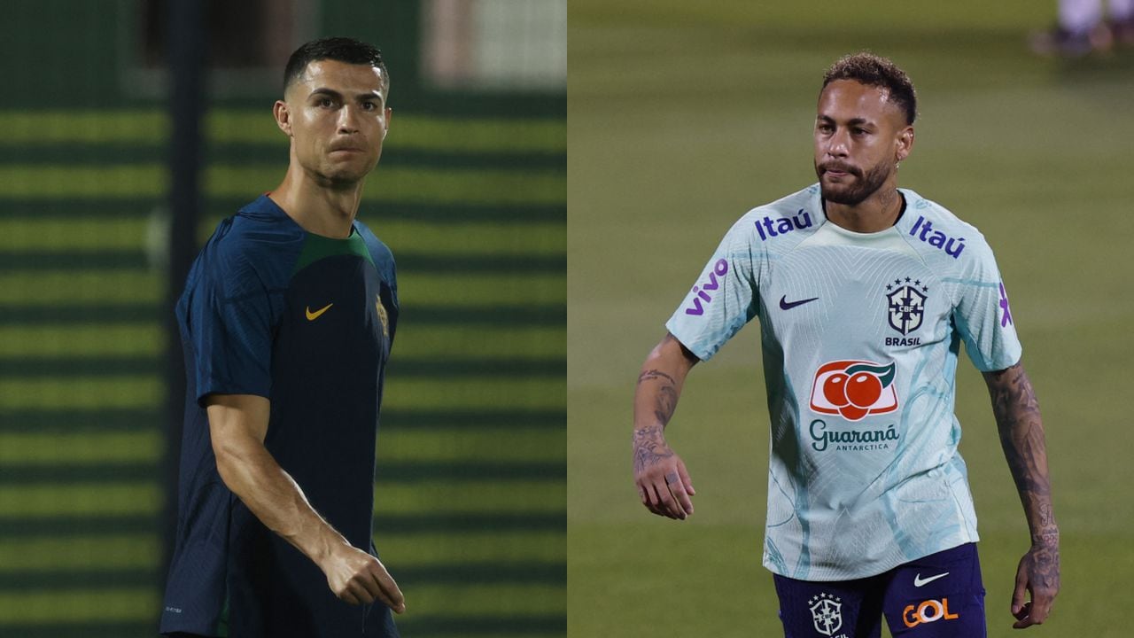 Cristiano Ronaldo y Neymar, Qatar 2022. Foto: REUTERS/Paul Childs//REUTERS/Amanda Perobelli