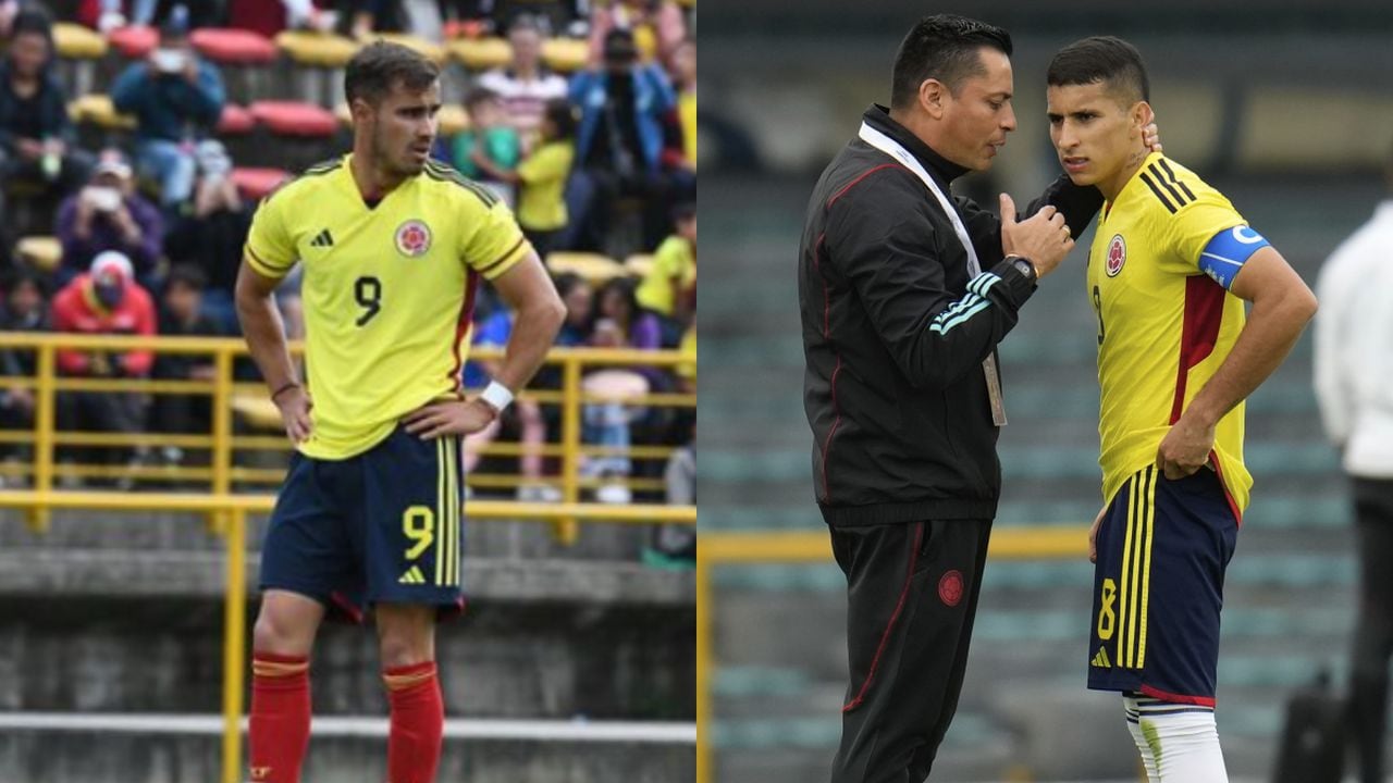 Tomás Ángel, Héctor Cárdenas y Gustavo Puerta. Selección Colombia sub-20. Foto: AP/Fernando Vergara//Instagram (@tomas_angel9)