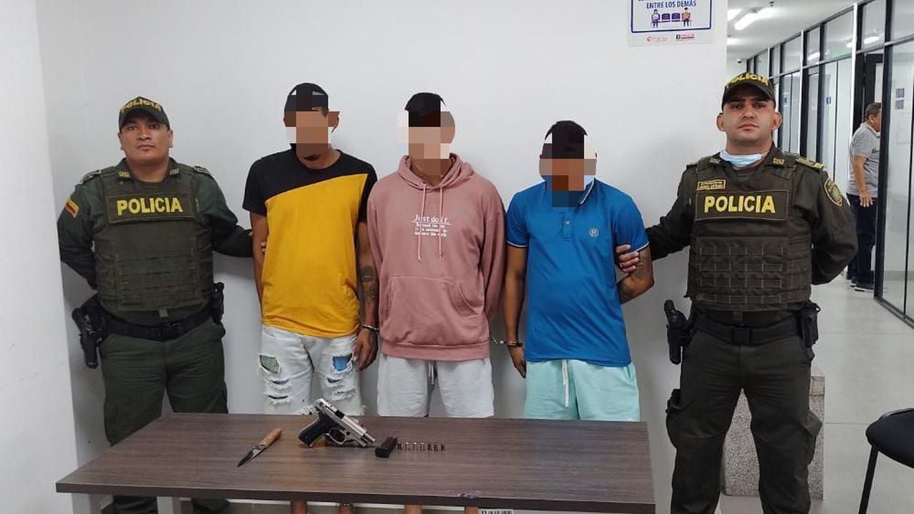 Estos son tres de los presuntos delincuentes capturados por la Policía en Barranquilla.