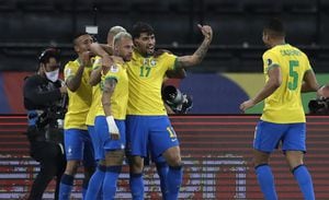 Brasil en la celebración del 1-0
