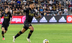 LOS ANGELES, CA - SEPTEMBER 12: Cristian Arango #29 of Los Angeles FC controls the ball during the game against Real Salt Lake at Banc of California Stadium on September 12, 2021 in Los Angeles, California. Los Angeles FC won 3-2. (Photo by Shaun Clark/Getty Images)