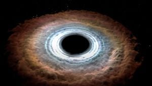 Reconstrucción de cómo un agujero negro se traga a una estrella.