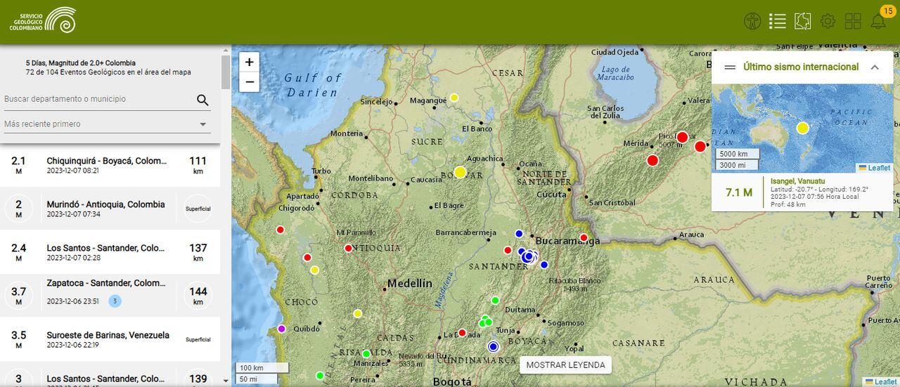 El Servicio Geológico Colombiano monitorea en tiempo real los sismos que se registran en el país.