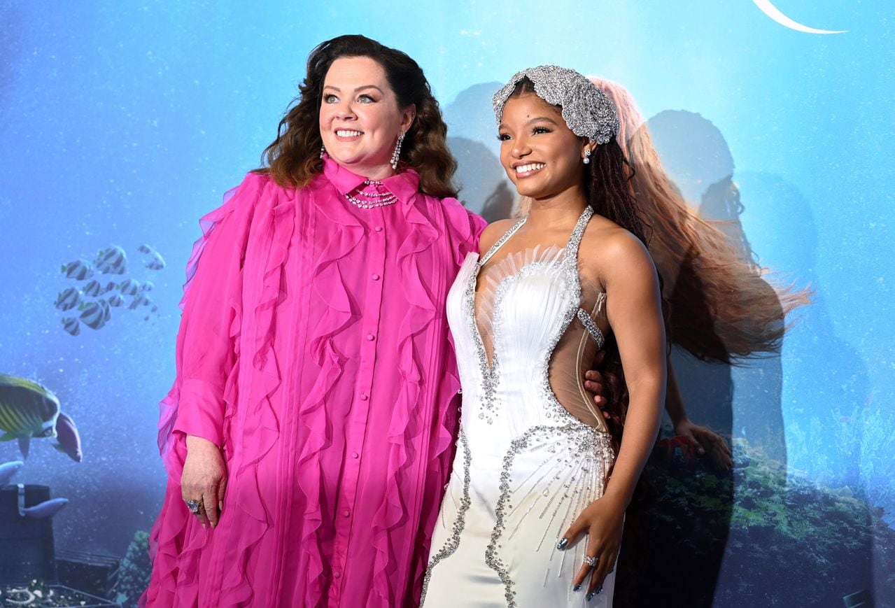 LONDON, ENGLAND - MAY 15: Melissa McCarthy and Halle Bailey attend the UK Premiere of Disney's "The Little Mermaid" on May 15, 2023 in London, England. (Photo by Kate Green/Getty Images for Disney)