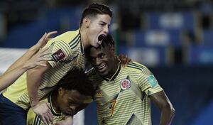 James celebra gol con la Selección Colombia