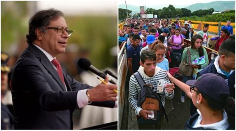Alcalde Gustavo Petro y migrantes venezolanos