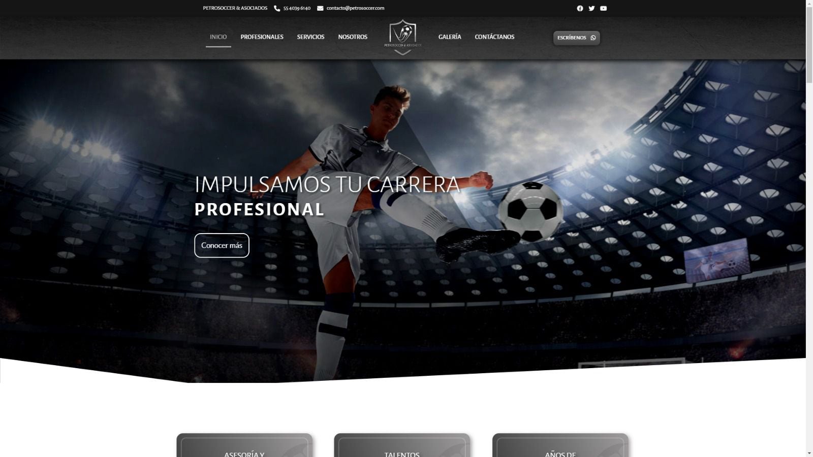 Pantallazo de la página web de Petro Soccer, la empresa que comprará el nombre del estadio Deportivo Cali. Foto: captura pantalla