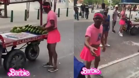 Vendedores de aguacate se vistieron de Barbie para salir a las calles.