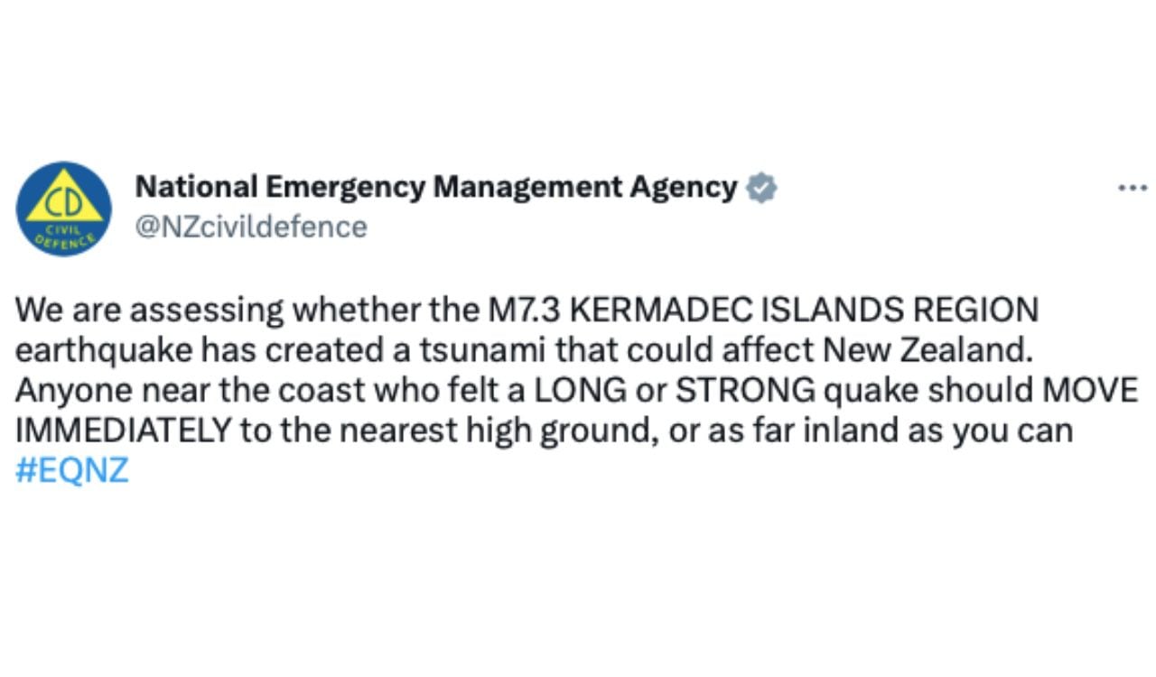 Así fue como la NEMA informó sobre el terremoto de Nueva Zelanda este lunes 24 de abril