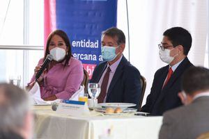 Directora general de Prosperidad Social, Susana Correa; ministro de Trabajo, Ángel Custodio Cabrera, y director de fiscalización, de la DIAN, Luis Carlos Quevedo.