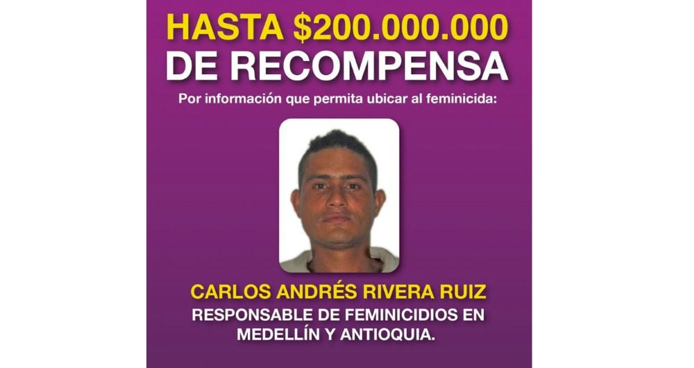 Carlos Andrés Rivera Ruíz, presunto feminicida en Medellín.