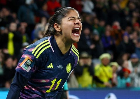 Soccer Football - FIFA Women’s World Cup Australia and New Zealand 2023 - Round of 16 - Colombia v Jamaica - Melbourne Rectangular Stadium, Melbourne, Australia - August 8, 2023 Colombia's Catalina Usme celebrates scoring their first goal REUTERS/Hannah Mckay