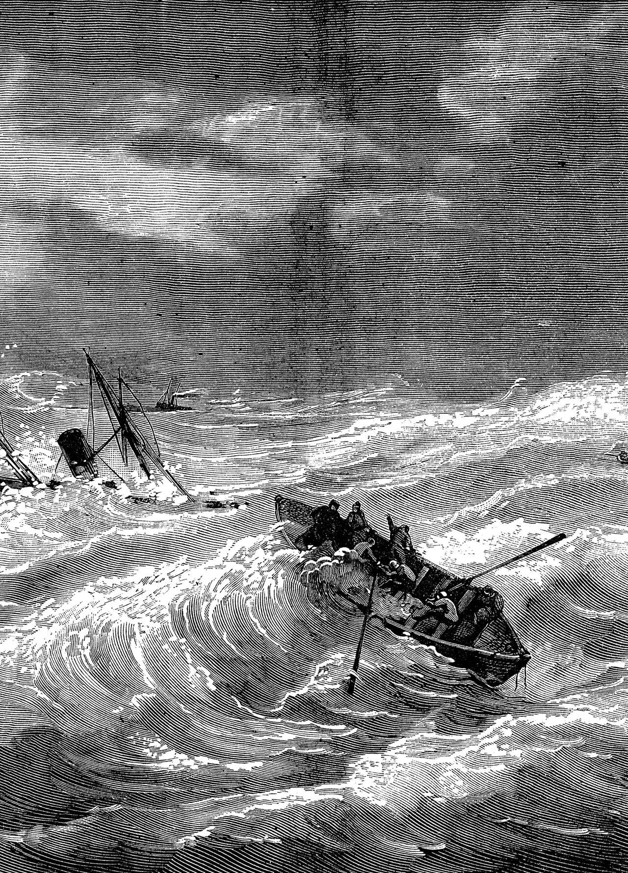 Morphart. Sinking of the steamer Dieppe Valentine in the vicinity of Lizard (1879). Grabado sobre papel. Journal des Voyages, Travel Journal. / Shutterstock. Cortesía de Editorial Panamericana.