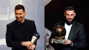 Lionel Messi es el ganador del premio The Best y Karim Benzema del Balón de Oro. Foto 1: Reuters. Foto 2: Getty Images.