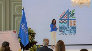 La Primera Dama de la Nación, María Juliana Ruiz, durante el lanzamiento de I4N en febrero de este año.
