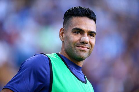 PORTO, PORTUGAL - JULY 29: Radamel Falcao of Rayo Vallecano gestures during the pre-season friendly match between FC Porto and Rayo Vallecano at Estadio do Dragao on July 29, 2023 in Porto, Portugal. (Photo by Diogo Cardoso/Getty Images)
