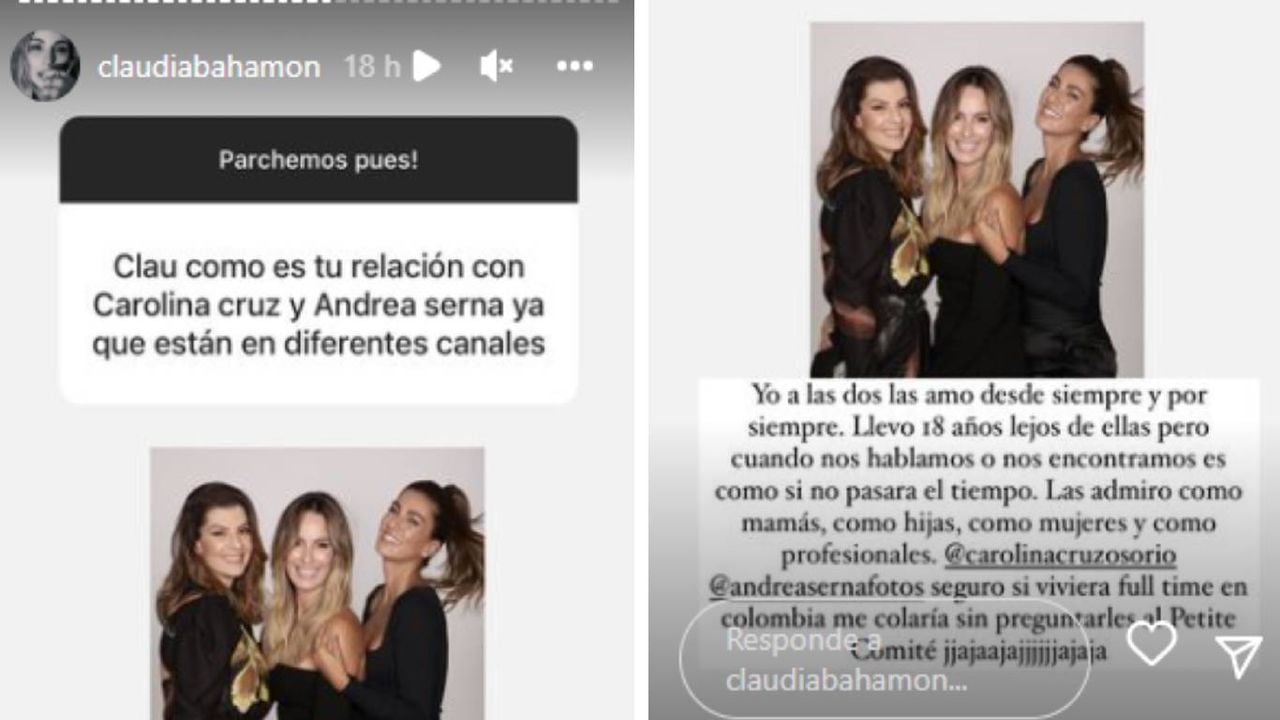Claudia Bahamón habló sobre su relación con Carolina Cruz y Andrea Serna. Foto: Instagram @claudiabahamon.