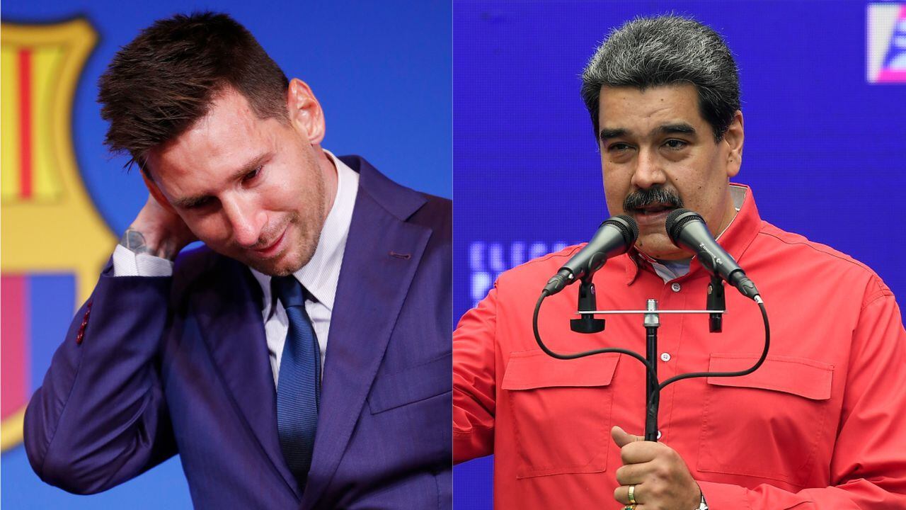 Lionel Messi y Nicolás Maduro. Foto: AP/	Joan Monfort/Matias Delacroix