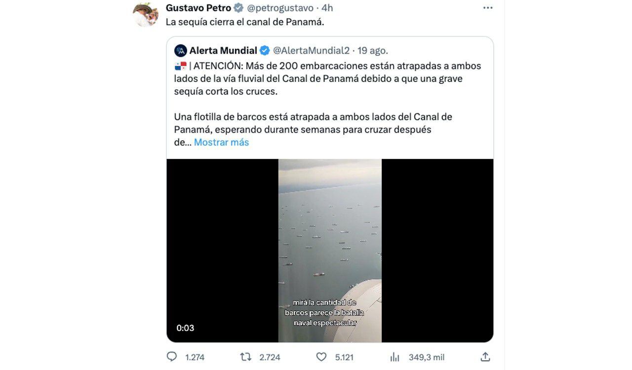 Así se refirió el presidente Petro ante la sequía del Canal de Panamá