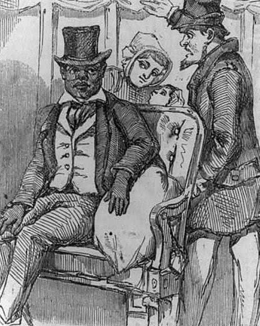 Las políticas de segregación racial eran comunes en los estados del norte, antes de la Guerra Civil: en este grabado de 1856, un hombre negro es expulsado de un vagón de tren.