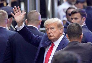 Former U.S. President Donald Trump arrives at Manhattan Criminal Courthouse, after his indictment by a Manhattan grand jury following a probe into hush money paid to porn star Stormy Daniels, in New York City, U.S., April 4, 2023.  REUTERS/Eduardo Munoz     TPX IMAGES OF THE DAY