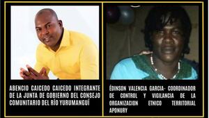 Abencio Caicedo y Édinson Valencia, líderes comunitarios en Yurunmagui están desaparecidos desde el 28 de noviembre del 2021
