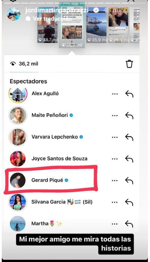 El reportero plasmó una prueba sobre las visitas que hace Piqué en su perfil de Instagram.