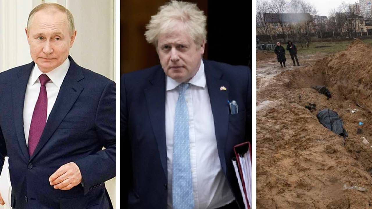 Boris Johnson señaló que Putin está acusado de cometer crímenes de guerra. Foto: montaje SEMANA.