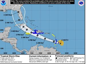 La Tormenta Elsa se convirtió en huracán de categoría 1 en las últimas horas.