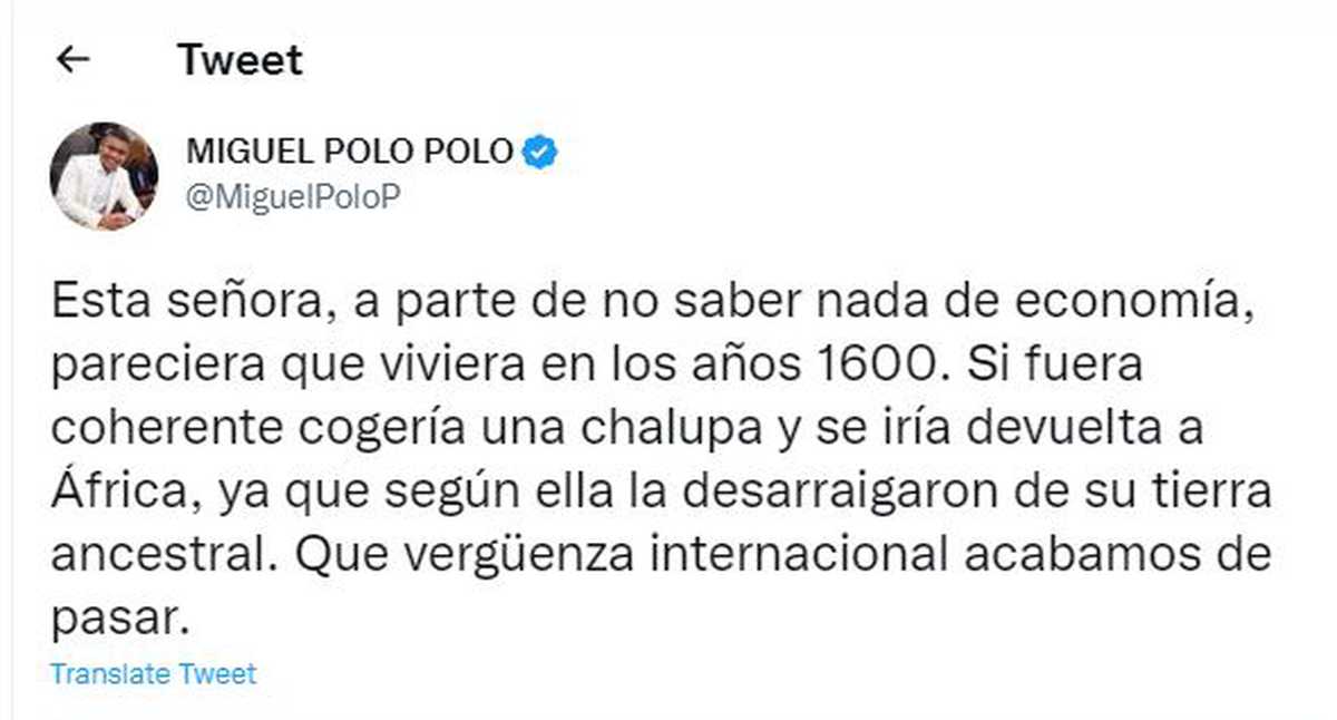 Dura pulla de Polo Polo contra Francia Márquez: “Debería coger una chalupa e irse a África”