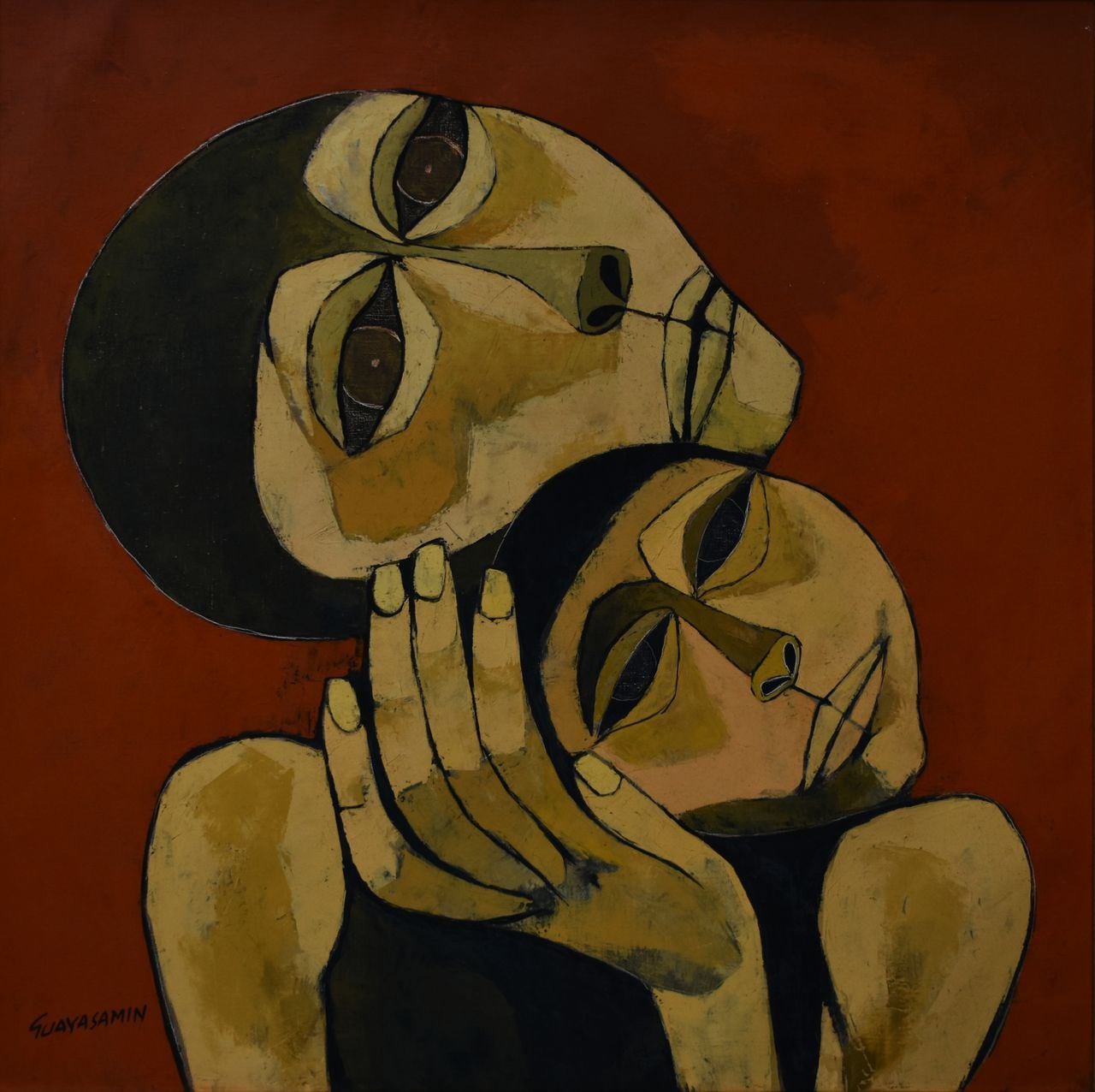 "Madre e hijo" de Oswaldo Guayasamín en la galería Duque Arango. Cortesía de la galería