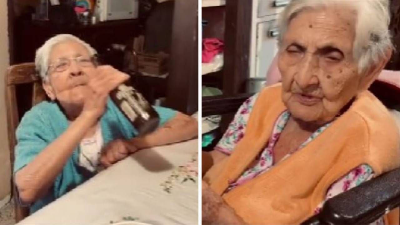 Abuelita de 105 años regaña a su hija por ingerir licor. El video es tendencia en redes sociales.