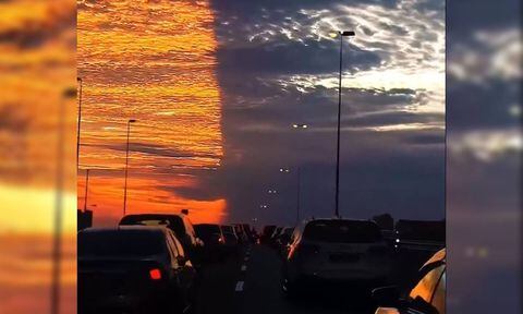El espectáculo visual se atribuye a la sombra proyectada por una colosal nube situada bajo el horizonte