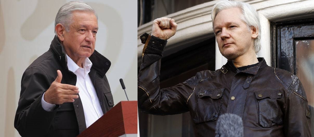 El presidente de México, Andrés Manuel López Obrador y el fundador de WikiLeaks, Julian Assange.