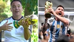 Cuando Messi estaba en hombros, la réplica de la Fifa estaba en manos de Ángel Di María