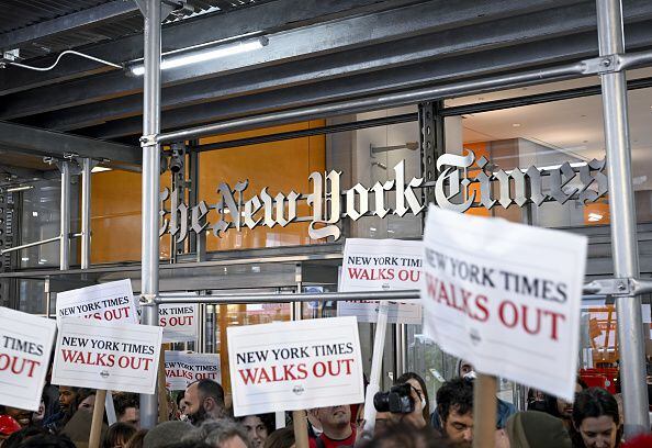 Huelga de trabajadores de 'The New York Times', el 8 de diciembre de 2022.