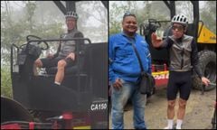 Rigoberto Urán se baja de la bicicleta y ayuda a limpiar las carreteras de Antioquia