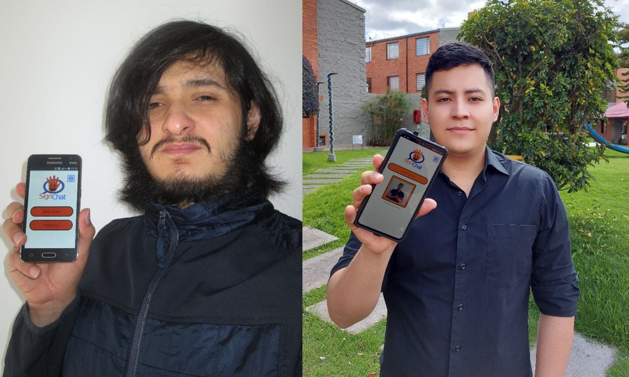 Óscar Erazo y Felipe Saad, estudiantes de Ingeniería de Sistemas de la Universidad de San Buenaventura, sede Bogotá. Ambos crearon SignChat