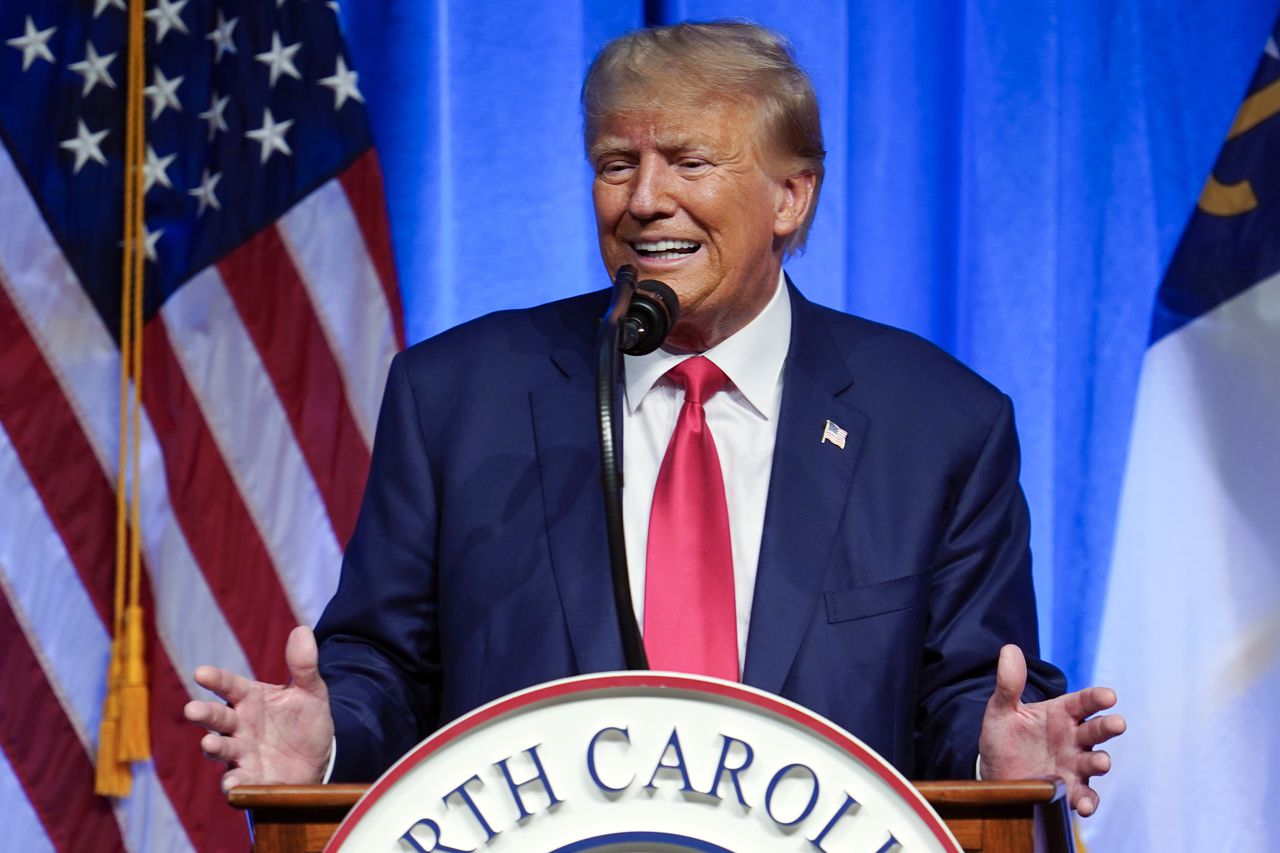 El expresidente estatal Donald Trump habla durante la convención del Partido Republicano en Greensboro, Carolina del Norte, el sábado 10 de junio de 2023.