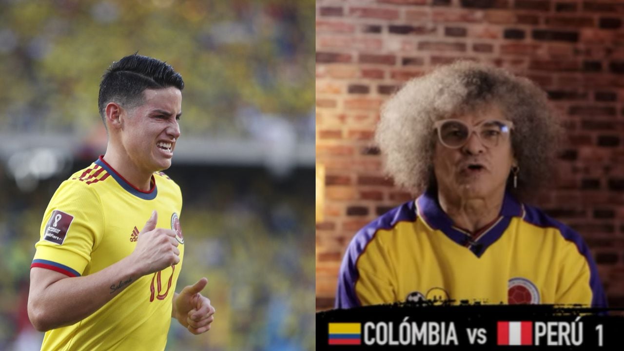 James Rodríguez, Pibe Valderrama. Selección Colombia. Foto: AFP/Daniel MUNOZ//Captura de pantalla